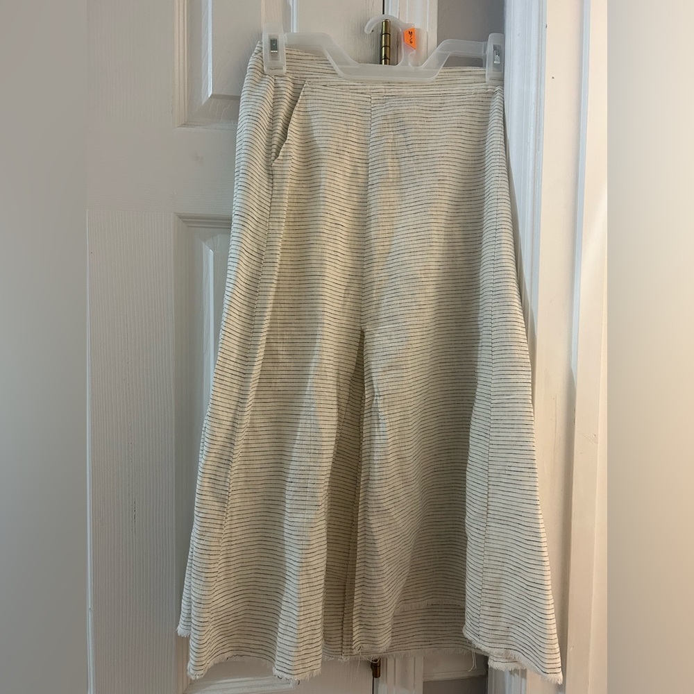 Zara Beige Striped Button-Up Shirt